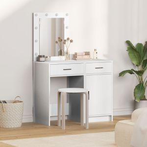 Set de tocador de 2 piezas con LED de , madera blanca oif528685