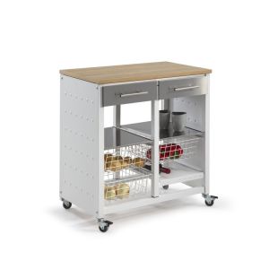 Carrito de cocina bergen con cajones, cestas y botellero