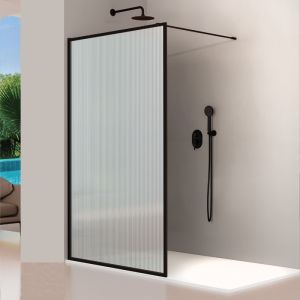 Panel fijo de ducha fresh wavy negro mate - 109.5/110.5 cm