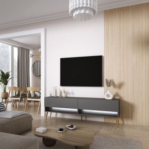Mueble tv contemporáneo - antracita, patas doradas - 170 x 32 x 52 cm