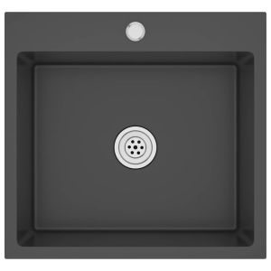 vidaXL fregadero hecho a mano de acero inoxidable negro