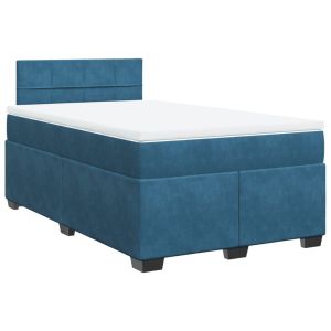 vidaXL cama box spring con colchón terciopelo azul 120x190 cm