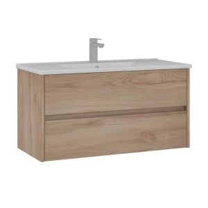 Mueble para lavabo <<side 100 v3>> - 100 x 45 x 52 cm - roble