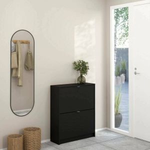 Zapatero larry, 4 compartimentos, madera negra 70x24x85h cm