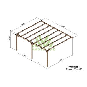 Pérgola de madera maciza adosada - zamora ad. 510x420cm (maderland)