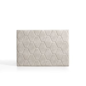Cabecero ágata para cama de 150 de tela blanco roto 154x115x8. Matris