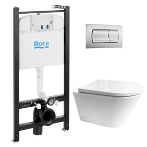 Pack cisterna roca active y pulsador cromo mat con wc orion env de kp