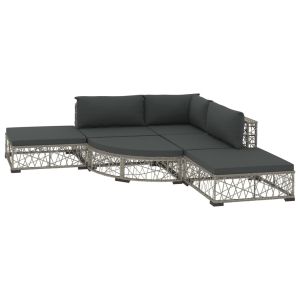 vidaXL set de sofás de jardín 6 piezas y cojines ratán sintético gris