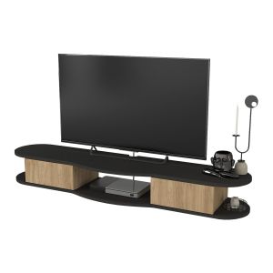 Mueble de tv flotante nyskiri compartimentos 150x35x19cm roble/antracita