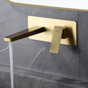 Imex - grifo monomando lavabo empotrado oro serie pisa