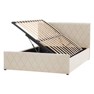 Cama con almacenaje rochefort terciopelo beige 140 x 200 cm