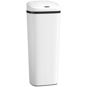 Cubo de basura 33x25x84 cm acero inoxidable, abs color blanco Homcom
