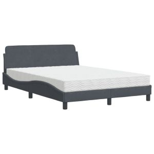 vidaXL cama con colchón dover terciopelo gris oscuro 140x200 cm