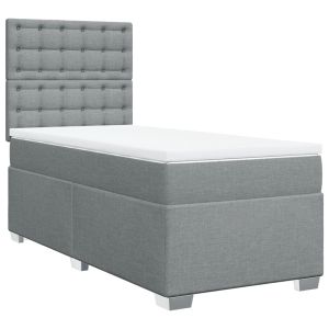 vidaXL cama box spring con colchón tela gris claro 100x200 cm