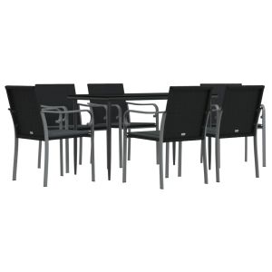 vidaXL juego comedor jardín 7 piezas y cojines ratán sintético y acero