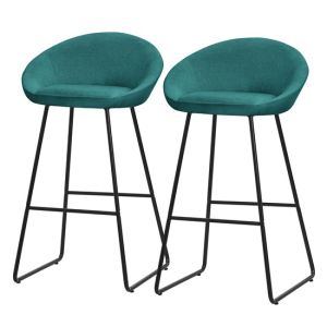 2x taburetes de bar altos con funda de tela turquesa oscuro 75cm