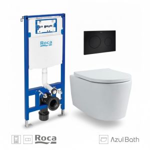 Pack roca duplo cisterna y pulsador pl10 negro mate wc lia azulbath