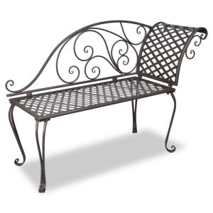 vidaXL banco tumbona de jardín de acero marrón envejecido 128 cm
