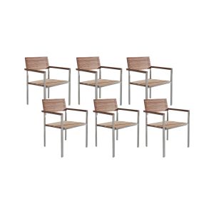 Conjunto de 6 sillas de jardín viareggio madera de teca marrón