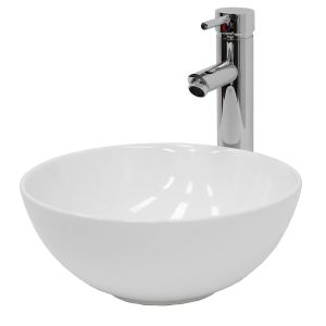 Lavabo cerámico ovalado 320 x 320 x 135 mm blanco