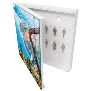 Caja de llaves 30x30x5 paisaje vacacional, apertura izquierda blanca