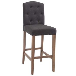 Taburete de bar tapizado en tela gris - 113 cm