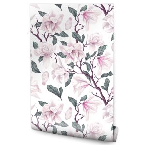 Papel Pintado Con Flores Hojas Y Ramitas Para Dormitorio 53cm x 10m
