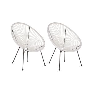 Conjunto de 2 sillas de jardín acapulco ii ratán sintético blanco