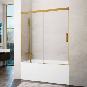 Mampara de bañera frontal + corredera basic 165-170cm transparente oro