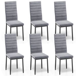 Sillas escandinavas de terciopelo gris claro - lote de 6
