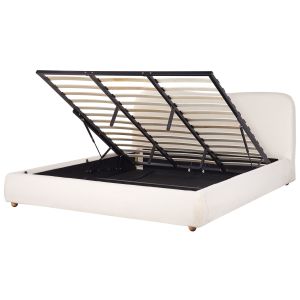 Cama con almacenaje blagnac bouclé blanco crema 180 x 200 cm