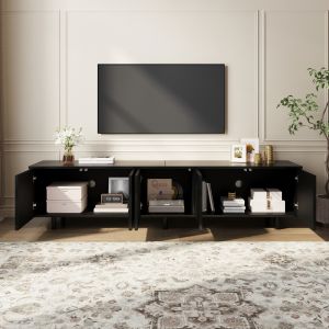 Mueble de tv con 5 puertas negro 45x180x38cm