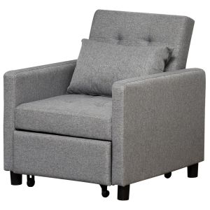 Sofá cama 69x82.5x84 cm lino sintético color gris Homcom