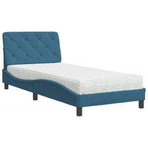 vidaXL cama con colchón terciopelo azul 80x200 cm