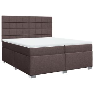 vidaXL cama box spring con colchón tela marrón oscuro 200x200 cm