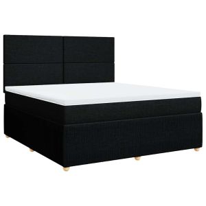vidaXL cama box spring con colchón tela negro 180x200 cm