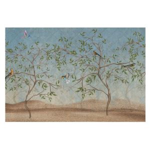 Papel pintado tejido no tejido 250x250 pájaros en los árboles tulup