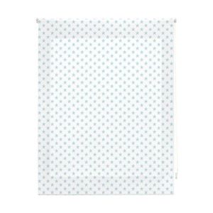 Estor enrollable infantil 160x180  blanco con estrellas turquesa