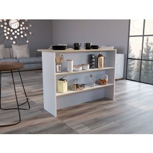 Barra de cocina fendi, con tres estantes miel / blanco