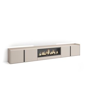 Mueble tv, 315x35x50cm, chimenea eléctrica xxl, LED rf4686