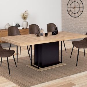 Mesa de comedor extensible ugo de madera negra 200 cm