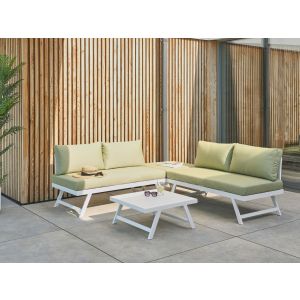 Conjunto esquinero de jardín 5 plazas coccorino metal verde