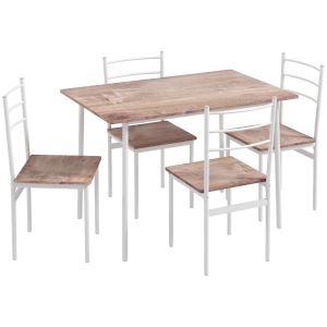 Conjunto de comedor 110x70x75 cm mdf, acero color blanco Homcom