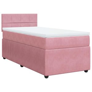 vidaXL cama box spring con colchón terciopelo rosa 90x200 cm