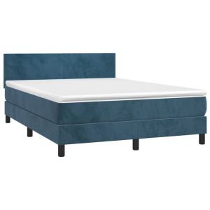 vidaXL cama box spring con colchón terciopelo azul oscuro 140x200 cm