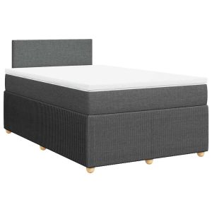 vidaXL cama box spring con colchón tela gris oscuro 120x190 cm