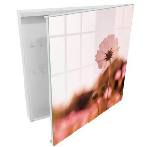 Armario de llaves 30x30x5 elegancia floral, apertura derecha blanca