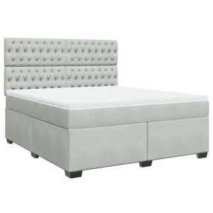 vidaXL cama box spring con colchón terciopelo gris claro 180x200 cm