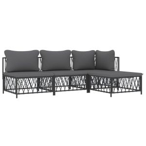 vidaXL juego muebles de jardín 4 pzas y cojines acero gris antracita