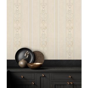 Papel pintado gaulan  lavable de rayas estilo victoriano con 10.6m²